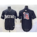 Men's Detroit Tigers Team Big Logo Black 'Motor Gothic Edition' Vapor Premier Limited Stitched Baseball Jersey