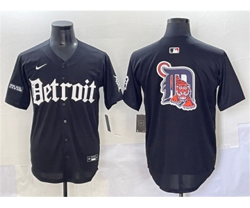 Men's Detroit Tigers Team Big Logo Black 'Motor Gothic Edition' Vapor Premier Limited Stitched Baseball Jersey