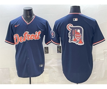 Men's Detroit Tigers Team Big Logo Navy 2026 Alternate Vapor Premier Limited Stitched Baseball Jersey