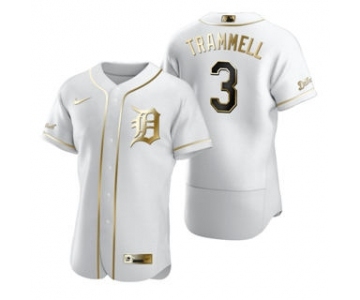 Men's Nike Detroit Tigers #3 Alan Trammell White 2020 Authentic Golden Edition Baseball Jersey