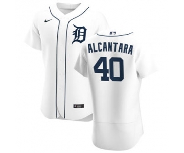 Men's Nike Detroit Tigers #40 Sergio Alcantara White Home 2020 Authentic Player Baseball Jersey