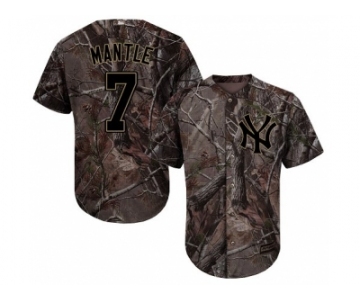Men New York Yankees #7 Mickey Mantle Camo Realtree Collection Cool Base Stitched MLB Jersey
