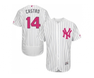 Men's Majestic New York Yankees #14 Starlin Castro Authentic White 2016 Mother's Day Fashion Flex Base MLB Jersey