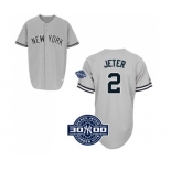 Men's Majestic New York Yankees #2 Derek Jeter Replica Grey W 3000 Hits Patch MLB Jersey Men's Majestic New York Yankees #2 Derek Jeter Replica Grey W 3000 Hits Patch MLB Jersey