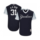 Men's Majestic New York Yankees #31 Aaron Hicks A-A Ron Authentic Navy Blue 2017 Players Weekend MLB Jersey Men's Majestic New York Yankees #31 Aaron Hicks A-A Ron Authentic Navy Blue 2017 Players Weekend MLB Jersey