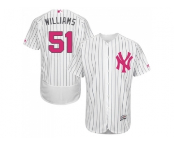 Men's Majestic New York Yankees #51 Bernie Williams Authentic White 2016 Mother's Day Fashion Flex Base MLB Jersey