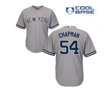 Men's Majestic New York Yankees #54 Aroldis Chapman Replica Grey Road MLB Jersey