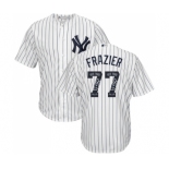 Men's Majestic New York Yankees #77 Clint Frazier Authentic White Team Logo Fashion MLB Jersey Men's Majestic New York Yankees #77 Clint Frazier Authentic White Team Logo Fashion MLB Jersey