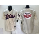 Men's Minnesota Twins Team Big Logo Cream 2026 Field of Dreams Stadium Stitched Baseball Jersey Men's Minnesota Twins Team Big Logo Cream 2026 Field of Dreams Stadium Stitched Baseball Jersey