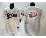 Men's Minnesota Twins Team Big Logo Cream 2026 Field of Dreams Stadium Stitched Baseball Jersey Men's Minnesota Twins Team Big Logo Cream 2026 Field of Dreams Stadium Stitched Baseball Jersey