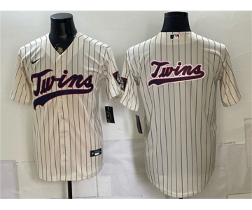 Mens Minnesota Twins Team Big Logo Cream 2026 Field of Dreams Stadium Stitched Baseball Jersey
