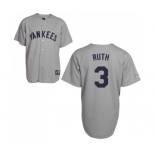 Men's Mitchell and Ness New York Yankees #3 Babe Ruth Replica Grey Throwback MLB Jersey Men's Mitchell and Ness New York Yankees #3 Babe Ruth Replica Grey Throwback MLB Jersey