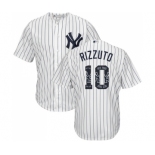 Men's New York Yankees #10 Phil Rizzuto Authentic White Team Logo Fashion Baseball Jersey