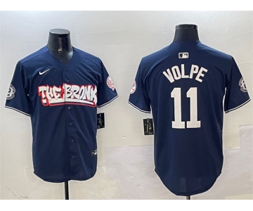 Men's New York Yankees #11 Anthony Volpe Navy Bronx Graffiti Vapor Limited Stitched Baseball Jersey