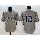 Men's New York Yankees #12 Trent Grisham Grey Cool Base Stitched Baseball Jersey