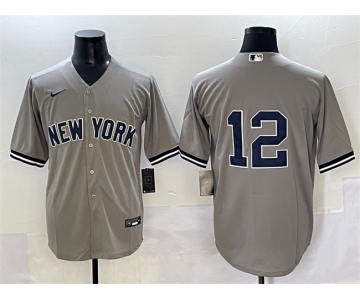 Men's New York Yankees #12 Trent Grisham Grey Cool Base Stitched Baseball Jersey