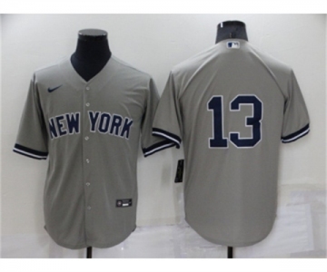 Men's New York Yankees #13 Alex Rodriguez Gray Cool Base Stitched Baseball Jersey