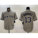 Men's New York Yankees #13 Alex Rodriguez Grey Cool Base Stitched Jersey