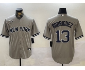 Men's New York Yankees #13 Alex Rodriguez Grey Cool Base Stitched Jersey