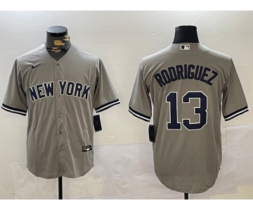 Men's New York Yankees #13 Alex Rodriguez Grey Cool Base Stitched Jersey
