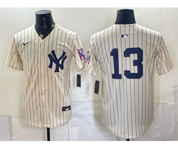 Men's New York Yankees #13 Jazz Chisholm Jr. Cream 2026 Field of Dreams Stadium Stitched Baseball Jersey