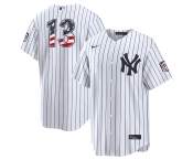 Men's New York Yankees #13 Jazz Chisholm Jr White 2026 USA 250 Fourth of July Home Stadium Stitched Baseball Jersey Men's New York Yankees #13 Jazz Chisholm Jr White 2026 USA 250 Fourth of July Home Stadium Stitched Baseball Jersey