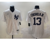 Men's New York Yankees #13 Jazz Chisholm Jr. White Cool Base Stitched Baseball Jersey