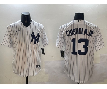 Men's New York Yankees #13 Jazz Chisholm Jr. White Cool Base Stitched Baseball Jersey