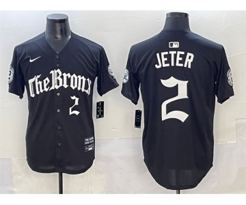 Men's New York Yankees #2 Derek Jeter Black 'Gothic Legacy Edition' Vapor Premier Limited Stitched Baseball Jersey