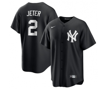 Men's New York Yankees #2 Derek Jeter Black Lights Out Limited Stitched Baseball Jersey