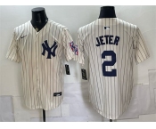 Men's New York Yankees #2 Derek Jeter Cream 2026 Field of Dreams Stadium Stitched Baseball Jersey Men's New York Yankees #2 Derek Jeter Cream 2026 Field of Dreams Stadium Stitched Baseball Jersey