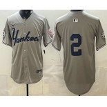 Men's New York Yankees #2 Derek Jeter Grey Without Name Limited Jersey Men's New York Yankees #2 Derek Jeter Grey Without Name Limited Jersey