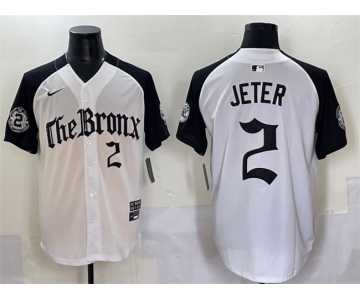 Men's New York Yankees #2 Derek Jeter White Black 'Gothic Legacy Edition' Vapor Premier Limited Stitched Baseball Jersey