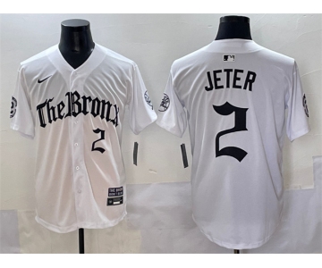 Men's New York Yankees #2 Derek Jeter White 'Gothic Legacy Edition' Vapor Premier Limited Stitched Baseball Jersey