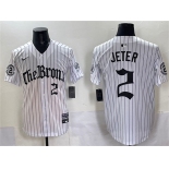 Men's New York Yankees #2 Derek Jeter White Pinstripe 'Gothic Legacy Edition' Vapor Premier Limited Stitched Baseball Jersey Men's New York Yankees #2 Derek Jeter White Pinstripe 'Gothic Legacy Edition' Vapor Premier Limited Stitched Baseball Jersey