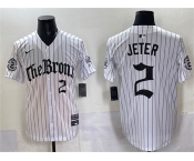 Men's New York Yankees #2 Derek Jeter White Pinstripe 'Gothic Legacy Edition' Vapor Premier Limited Stitched Baseball Jersey Men's New York Yankees #2 Derek Jeter White Pinstripe 'Gothic Legacy Edition' Vapor Premier Limited Stitched Baseball Jersey