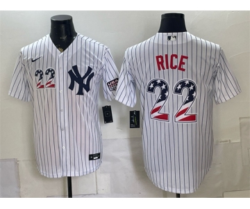 Men's New York Yankees #22 Ben Rice White USA 250 Fourth of July Home Stadium Stitched Baseball Jersey