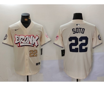 Men's New York Yankees #22 Juan Soto Cream Limited Stitched Baseball Jerseys