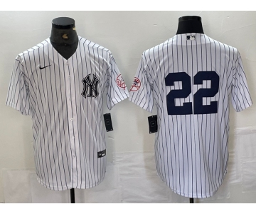 Men's New York Yankees #22 Juan Soto White With Patch 2024 Cool Base Stitched Jersey