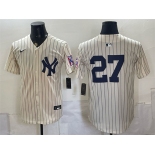 Men's New York Yankees #27 Giancarlo Stanton Cream 2026 Field of Dreams Stadium Stitched Baseball Jersey Men's New York Yankees #27 Giancarlo Stanton Cream 2026 Field of Dreams Stadium Stitched Baseball Jersey