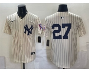 Men's New York Yankees #27 Giancarlo Stanton Cream 2026 Field of Dreams Stadium Stitched Baseball Jersey Men's New York Yankees #27 Giancarlo Stanton Cream 2026 Field of Dreams Stadium Stitched Baseball Jersey