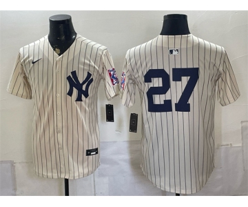 Men's New York Yankees #27 Giancarlo Stanton Cream 2026 Field of Dreams Stadium Stitched Baseball Jersey
