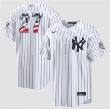 Men's New York Yankees #27 Giancarlo Stanton White 2026 USA 250 Fourth of July Home Stadium Stitched Baseball Jersey Men's New York Yankees #27 Giancarlo Stanton White 2026 USA 250 Fourth of July Home Stadium Stitched Baseball Jersey