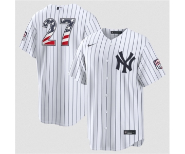 Men's New York Yankees #27 Giancarlo Stanton White 2026 USA 250 Fourth of July Home Stadium Stitched Baseball Jersey