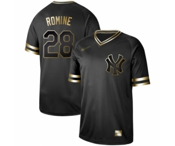 Men's New York Yankees #28 Austin Romine Authentic Black Gold Fashion Baseball Jersey