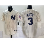 Men's New York Yankees #3 Babe Ruth Cream 2026 Field of Dreams Stadium Stitched Baseball Jersey