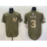 Men's New York Yankees #3 Babe Ruth Olive 2026 Armed Forces Day Stitched Baseball Jersey Men's New York Yankees #3 Babe Ruth Olive 2026 Armed Forces Day Stitched Baseball Jersey