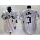 Men's New York Yankees #3 Babe Ruth White Pinstripe 'Gothic Legacy Edition' Vapor Premier Limited Stitched Baseball Jersey Men's New York Yankees #3 Babe Ruth White Pinstripe 'Gothic Legacy Edition' Vapor Premier Limited Stitched Baseball Jersey
