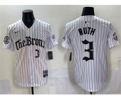 Men's New York Yankees #3 Babe Ruth White Pinstripe 'Gothic Legacy Edition' Vapor Premier Limited Stitched Baseball Jersey Men's New York Yankees #3 Babe Ruth White Pinstripe 'Gothic Legacy Edition' Vapor Premier Limited Stitched Baseball Jersey