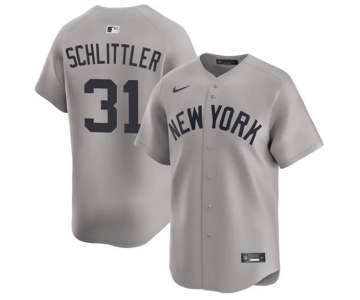 Mens New York Yankees #31 Cam Schlittler Gray 2026 Road Limited Stitched Baseball Jersey